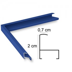 Cadre Aluminium bleu 50x100 avec Plexiglas et dos sur cadre et